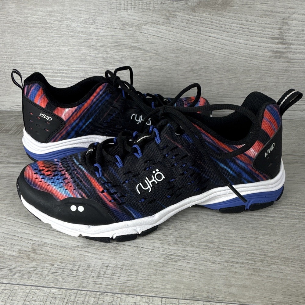 Ryka Vivid RZX Womens 7.5 M Cross Training Shoes Black Blue Pink Sneakers